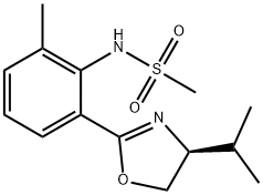 (Methanesulfonamide,N-[2-[(4S)-4,5-dihydro-4-(1-methylethyl)-2-oxazolyl]-6-methylphenyl]- ) Structure