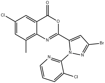 4H-3,1-Benzoxazin-4-one, 2-[3-bromo-1-(3-chloro-2-pyridinyl)-1H-pyrazol-5-yl]-6-chloro-8-methyl- Struktur