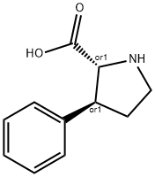 rel-(2S,3R)-3-Phenylpyrrolidine-2-carboxylic acid 化学構造式
