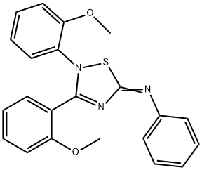 N-フェニル-2,3-ビス(2-メトキシフェニル)-1,2,4-チアジアゾール-5(2H)-イミン 化学構造式