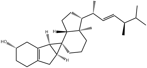 (8R,19R,22E)-7α,19:8,19-ジシクロ-9,10-セコエルゴスタ-5(10),22-ジエン-2α-オール 化学構造式