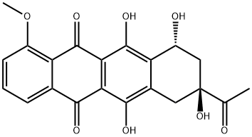 5,12-Naphthacenedione, 8-acetyl-7,8,9,10-tetrahydro-6,8,10,11-tetrahydroxy-1-methoxy-, (8S,10R)- 化学構造式