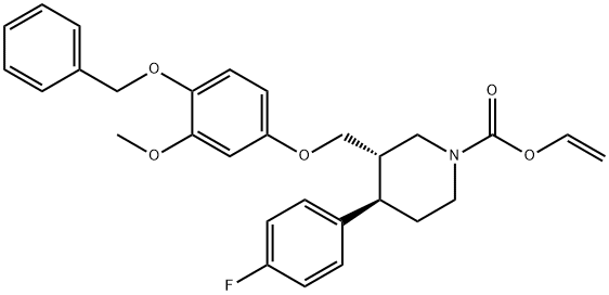 1-Piperidinecarboxylic acid, 4-(4-fluorophenyl)-3-[[3-methoxy-4-(phenylmethoxy)phenoxy]methyl]-, ethenyl ester, (3S,4R)-