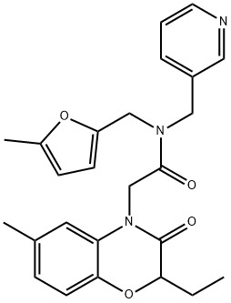 4H-1,4-Benzoxazine-4-acetamide,2-ethyl-2,3-dihydro-6-methyl-N-[(5-methyl-2-furanyl)methyl]-3-oxo-N-(3-pyridinylmethyl)-(9CI) Structure