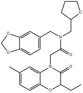 4H-1,4-Benzoxazine-4-acetamide,N-(1,3-benzodioxol-5-ylmethyl)-2-ethyl-2,3-dihydro-6-methyl-3-oxo-N-[(tetrahydro-2-furanyl)methyl]-(9CI) Structure