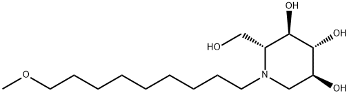 1-(9-メトキシノニル)-2α-(ヒドロキシメチル)ピペリジン-3β,4α,5β-トリオール 化学構造式
