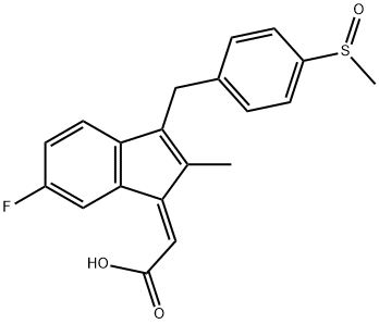 Acetic acid, [6-fluoro-2-methyl-3-[[4-(methylsulfinyl)phenyl]methyl]-1H-inden-1-ylidene]-, (Z)- (9CI) Structure