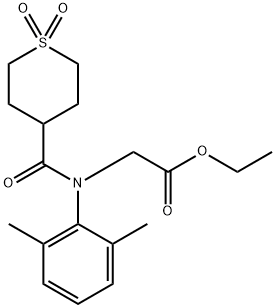 ethyl {(2,6-dimethylphenyl)[(1,1-dioxide-tetrahydro-2H-thiopyran-4-yl)carbonyl]amino}acetate Structure