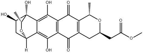 (1R,13R)-1,3,4,6,7,9,10,11-Octahydro-4α,5,12,13-tetrahydroxy-3α,7α-dimethyl-6,11-dioxo-1β,4-ethanonaphtho[2,3-c:6,7-c']dipyran-9β-acetic acid methyl ester 结构式