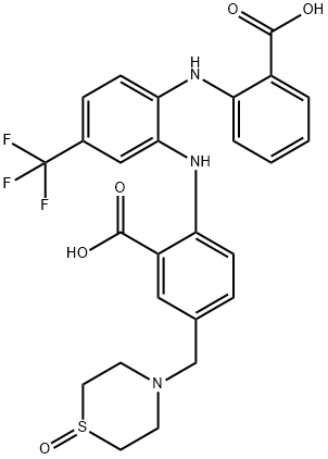 Benzoic  acid,  2-[[2-[(2-carboxyphenyl)amino]-5-(trifluoromethyl)phenyl]amino]-5-[(1-oxido-4-thiomorpholinyl)methyl]- Structure
