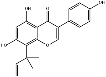 4H-1-Benzopyran-4-one, 8-(1,1-dimethyl-2-propen-1-yl)-5,7-dihydroxy-3-(4-hydroxyphenyl)- 结构式