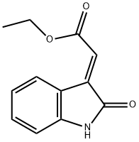 Acetic acid, 2-(1,2-dihydro-2-oxo-3H-indol-3-ylidene)-, ethyl ester, (2E)- Struktur