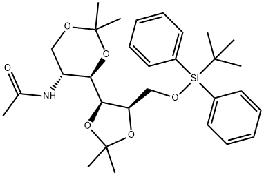 D-Mannitol, 2-(acetylamino)-2-deoxy-6-O-[(1,1-dimethylethyl)diphenylsilyl]-1,3:4,5-bis-O-(1-methylethylidene)- 结构式