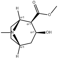 rac-(1R*,5S*)-3β*-ヒドロキシ-8-メチル-8-アザビシクロ[3.2.1]オクタン-2β*-カルボン酸メチル 化学構造式