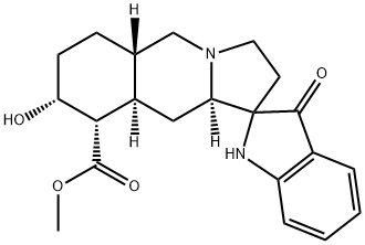 (5'aR)-1,2',3,3',5'aβ,6',7',8',9',9'aα,10',10'aα-ドデカヒドロ-8'α-ヒドロキシ-3-オキソスピロ[2H-インドール-2,1'(5'H)-ピロロ[1,2-b]イソキノリン]-9'α-カルボン酸メチル 化学構造式