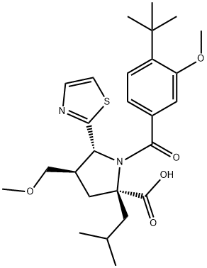 687637-40-7 (4R,5R)-2-Isobutyl-4-(methoxymethyl)-1-[3-methoxy-4-(2-methyl-2-propanyl)benzoyl]-5-(1,3-thiazol-2-yl)-L-proline
