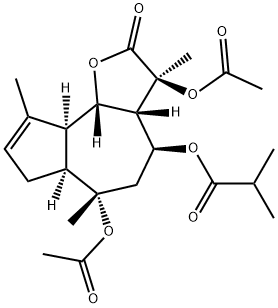 2-Methylpropanoic acid [(3S)-3β,6α-diacetoxy-2,3,3aβ,4,5,6,6aα,7,9aα,9bβ-decahydro-3,6,9-trimethyl-2-oxoazuleno[4,5-b]furan-4β-yl] ester Structure