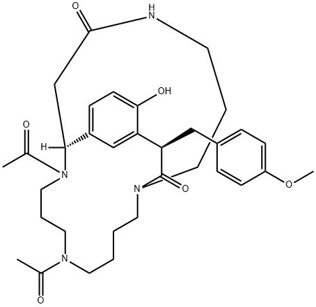 69721-68-2 (11S,17R)-6,10-Diacetyl-15-hydroxy-17-[(4-methoxyphenyl)methyl]-1,6,10,22-tetraazatricyclo[9.7.6.112,16]pentacosa-12,14,16(25)-triene-18,23-dione