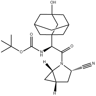 N-[(1S)-2-[(1S,3S,5S)-3-氰基-2-氮杂双环[3.1.0]己烷-2-基]-1-(3-羟基三环[3.3.1.13,7]癸烷-1-基)-2-氧代乙基]氨基甲酸 1,1-二甲基乙酯,709031-43-6,结构式