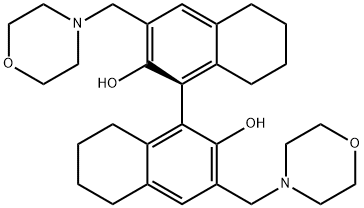 [1,1'-Binaphthalene]-2,2'-diol, 5,5',6,6',7,7',8,8'-octahydro-3,3'-bis(4-morpholinylmethyl)-, (1S)- Structure