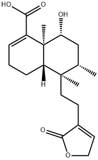 6α-ヒドロキシクレロダ-3,13-ジエン-16,15-オリド-18-酸 化学構造式