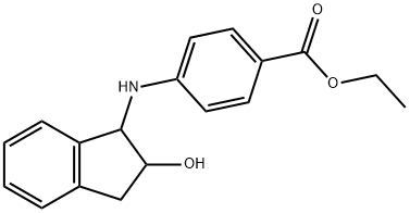 Benzoic acid, 4-[(2,3-dihydro-2-hydroxy-1H-inden-1-yl)amino]-, ethyl ester Structure