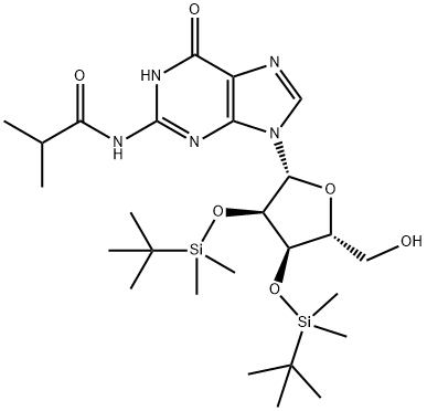 N2-iBu-2’,3’-bis-O-TBDMS guanosine Struktur