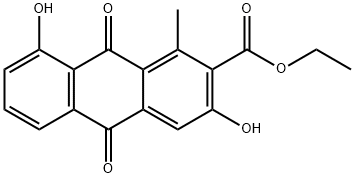 2-Anthracenecarboxylic acid, 9,10-dihydro-3,8-dihydroxy-1-methyl-9,10-dioxo-, ethyl ester, 80750-90-9, 结构式
