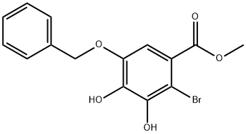 Benzoic acid, 2-bromo-3,4-dihydroxy-5-(phenylmethoxy)-, methyl ester Struktur