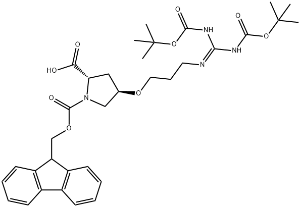 1,2-Pyrrolidinedicarboxylic acid, 4-[3-[[bis[[(1,1-dimethylethoxy)carbonyl]amino]methylene]amino]propoxy]-, 1-(9H-fluoren-9-ylmethyl) ester, (2S,4R)-