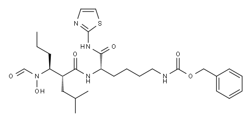 ((S)-5-((2R,3S)-3-(N-羟基甲酰胺基)-2-异丁基六氨基)-2-氧代-6-(噻唑-2-基氨基)己基)氨基甲酸苄酯, 866924-39-2, 结构式