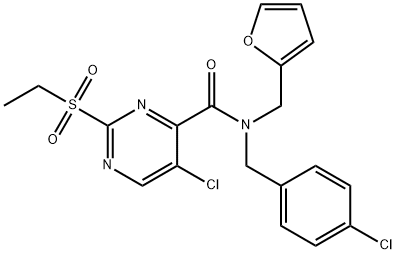 4-Pyrimidinecarboxamide, 5-chloro-N-[(4-chlorophenyl)methyl]-2-(ethylsulfonyl)-N-(2-furanylmethyl)- Structure