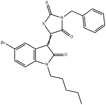(5Z)-3-benzyl-5-(5-bromo-2-oxo-1-pentylindol-3-ylidene)-2-sulfanylidene-1,3-thiazolidin-4-one Structure