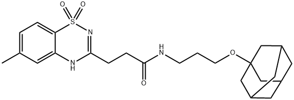 4H-1,2,4-Benzothiadiazine-3-propanamide, 6-methyl-N-[3-(tricyclo[3.3.1.13,7]dec-1-yloxy)propyl]-, 1,1-dioxide, 896684-04-1, 结构式