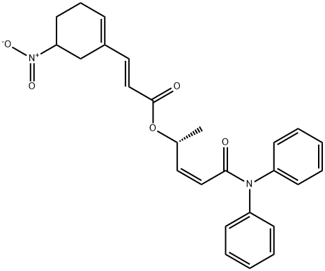 (2E)-(R)-5-(diphenylamino)-5-oxopent-3-en-2-y13-(5-nitrocyclohex-1-en-1-y1)acylate Struktur