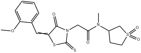 N-(1,1-dioxothiolan-3-yl)-2-[(5E)-5-[(2-methoxyphenyl)methylidene]-4-oxo-2-sulfanylidene-1,3-thiazolidin-3-yl]-N-methylacetamide Structure