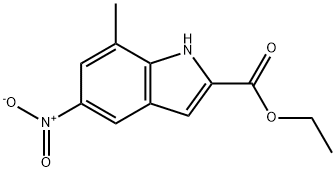 7-甲基-5-硝基-1H-吲哚-2-羧酸乙酯 结构式