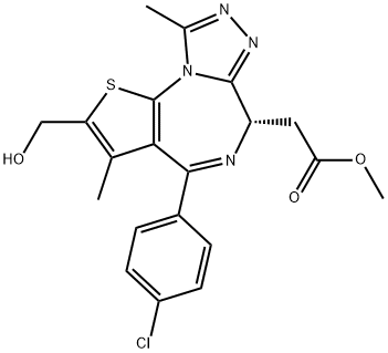 6H-Thieno[3,2-f][1,2,4]triazolo[4,3-a][1,4]diazepine-6-acetic acid, 4-(4-chlorophenyl)-2-(hydroxymethyl)-3,9-dimethyl-, methyl ester, (6S)- Structure