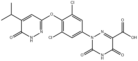 1,2,4-Triazine-6-carboxylic acid, 2-[3,5-dichloro-4-[[1,6-dihydro-5-(1-methylethyl)-6-oxo-3-pyridazinyl]oxy]phenyl]-2,3,4,5-tetrahydro-3,5-dioxo- 结构式