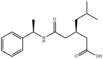 Hexanoic acid, 5-methyl-3-[2-oxo-2-[[(1R)-1-phenylethyl]amino]ethyl]-, (3R)- Structure