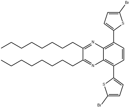 5,8-双(5-溴噻吩-2-基)-2,3-二辛基喹喔啉, 936711-08-9, 结构式