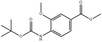 3-メトキシ-4-(tert-ブトキシカルボニルアミノ)安息香酸メチル 化学構造式
