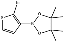2-ブロモ-3-(4,4,5,5-テトラメチル-1,3,2-ジオキサボロラン-2-イル)チオフェン 化学構造式