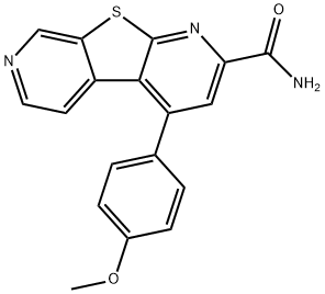 4-(4-メトキシフェニル)チエノ[2,3-b:5,4-c']ジピリジン-2-カルボキサミド 化学構造式