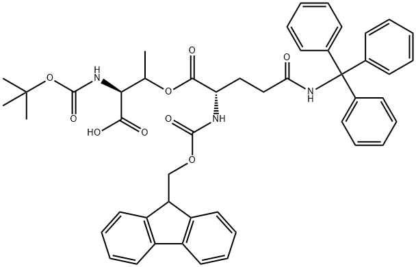 (Tert-Butoxy)Carbonyl Thr((9H-Fluoren-9-yl)MethOxy]Carbonyl Gln(Trt))-OH Structure
