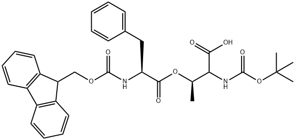 O-((((9H-芴-9-基)甲氧基)羰基)-L-苯丙氨酰基)-N-(叔丁氧基羰基)-L-苏氨酸,944283-40-3,结构式