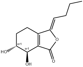 (3Z,6S)-4,5,6,7-テトラヒドロ-3-ブチリデン-6α,7β-ジヒドロキシイソベンゾフラン-1(3H)-オン 化学構造式