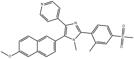 Pyridine, 4-[5-(6-methoxy-2-naphthalenyl)-1-methyl-2-[2-methyl-4-(methylsulfonyl)phenyl]-1H-imidazol-4-yl]- Structure
