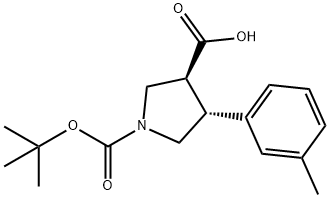 Boc-(±)-trans-4-(3-methyl-phenyl)-pyrrolidine-3-carboxylic acid,959583-16-5,结构式