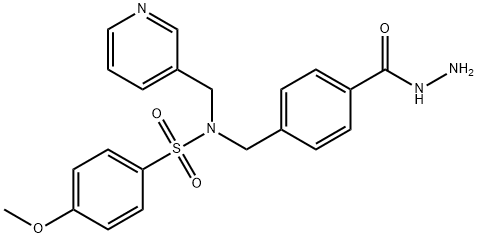 N-{[4-(hydrazinecarbonyl)phenyl]methyl}-4-methoxy-N-(pyridin-3-ylmethyl)benzene-1-sulfonamide Struktur